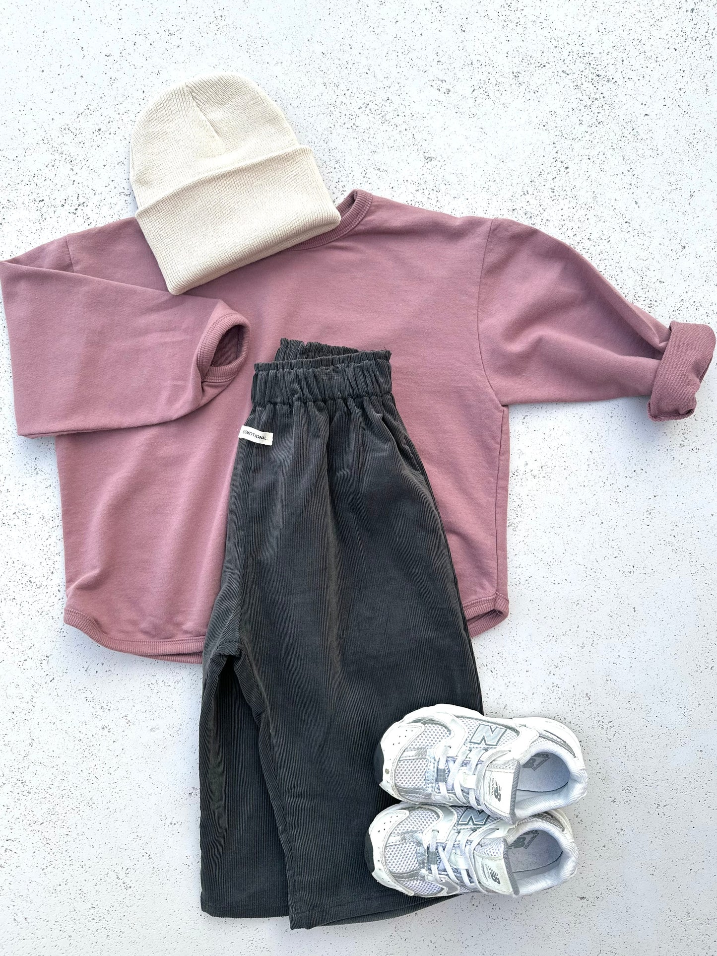 Slub rib pants - charcoal