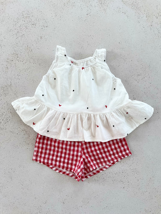 Heart dot blouse - ivory