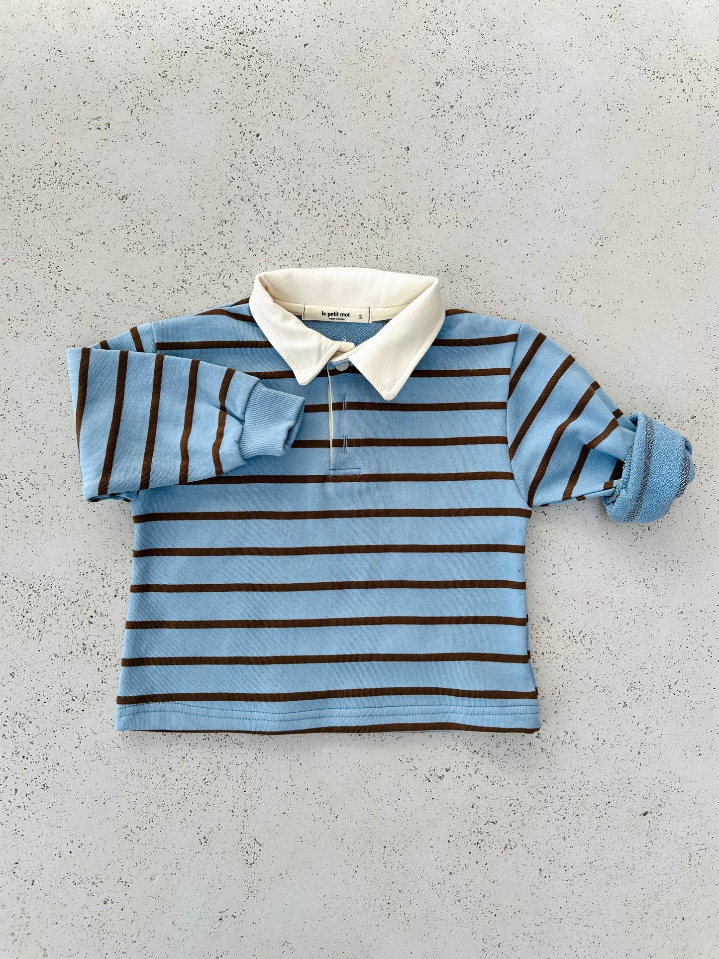Mel stripe polo - sky/brown