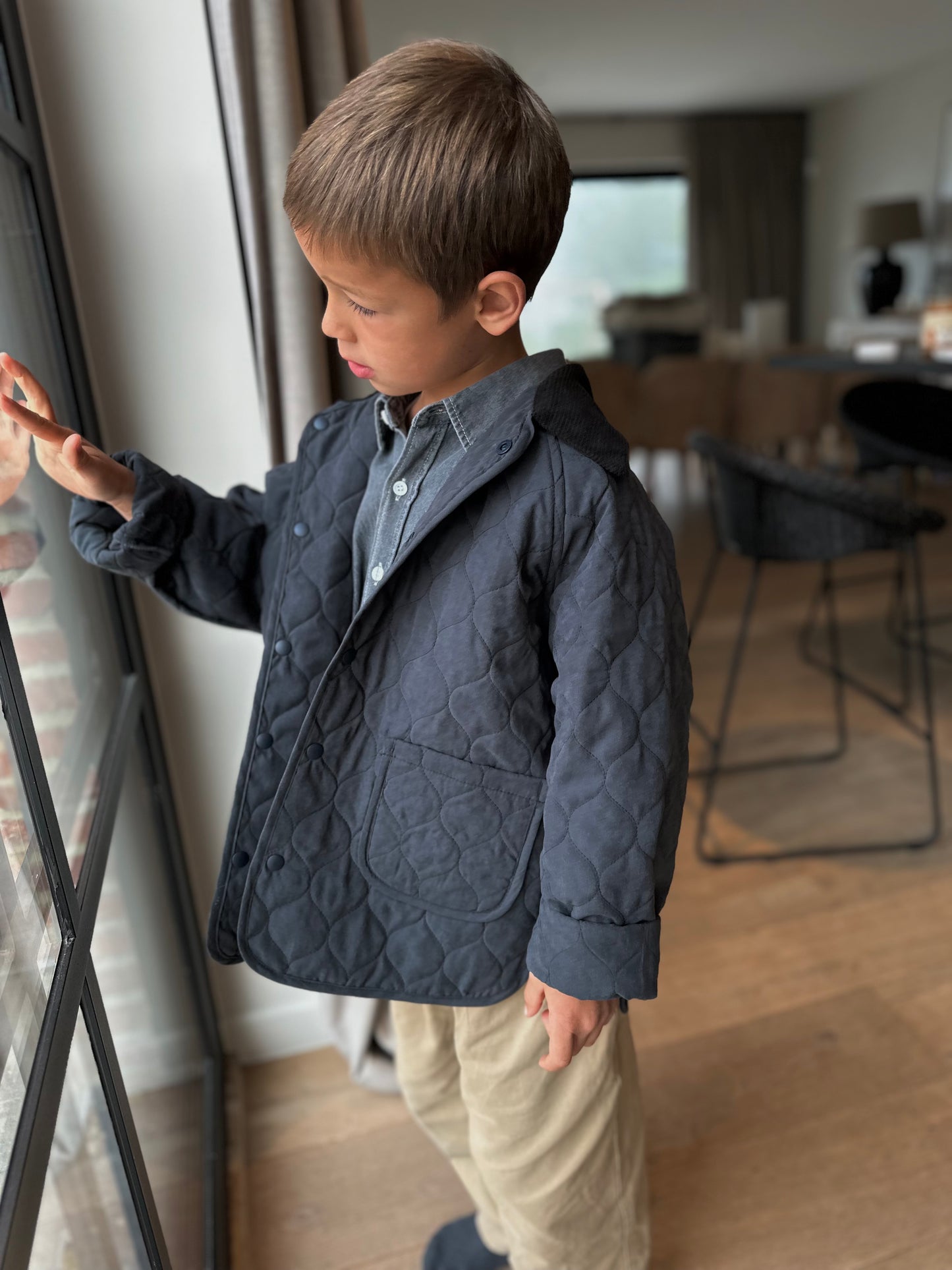 Quin collar quilted jacket - navy