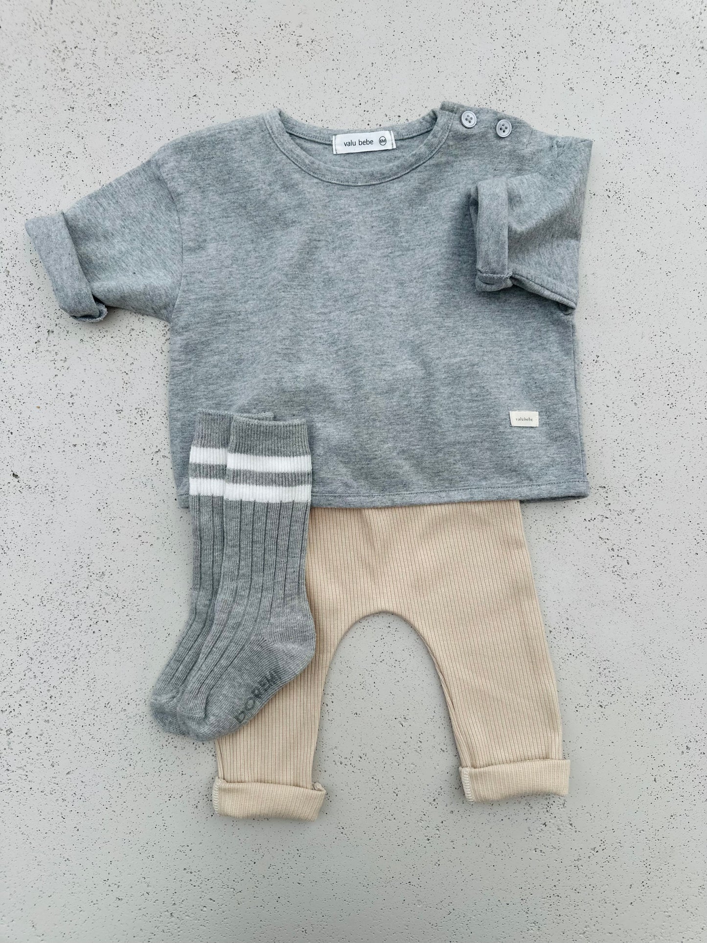 Bebe loose button tee - grey melange