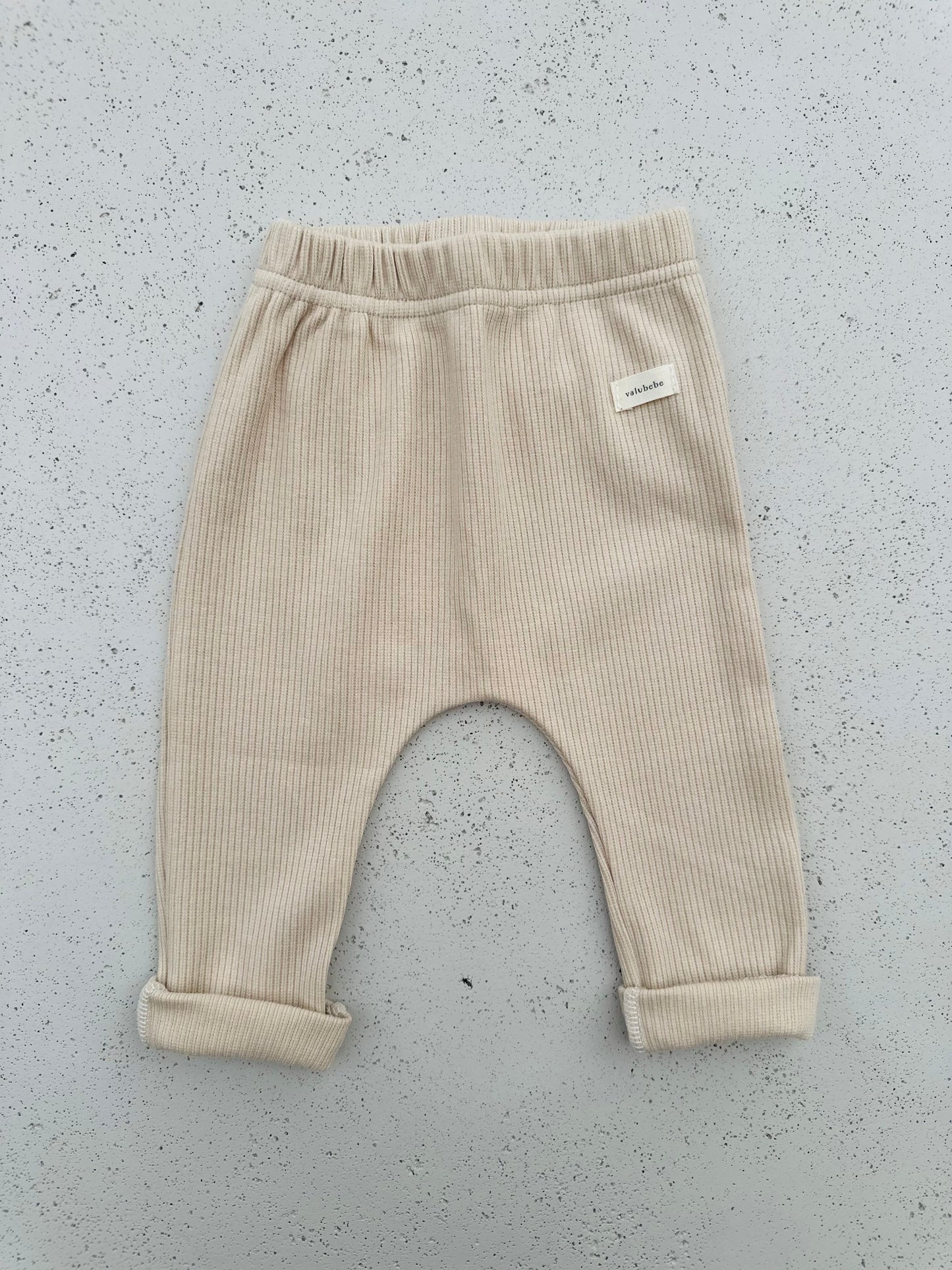 Bebe cotton rib legging - beige/cream/indie-pink