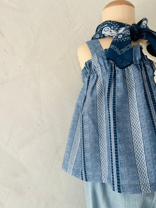 Amie ruffle top - navy blue
