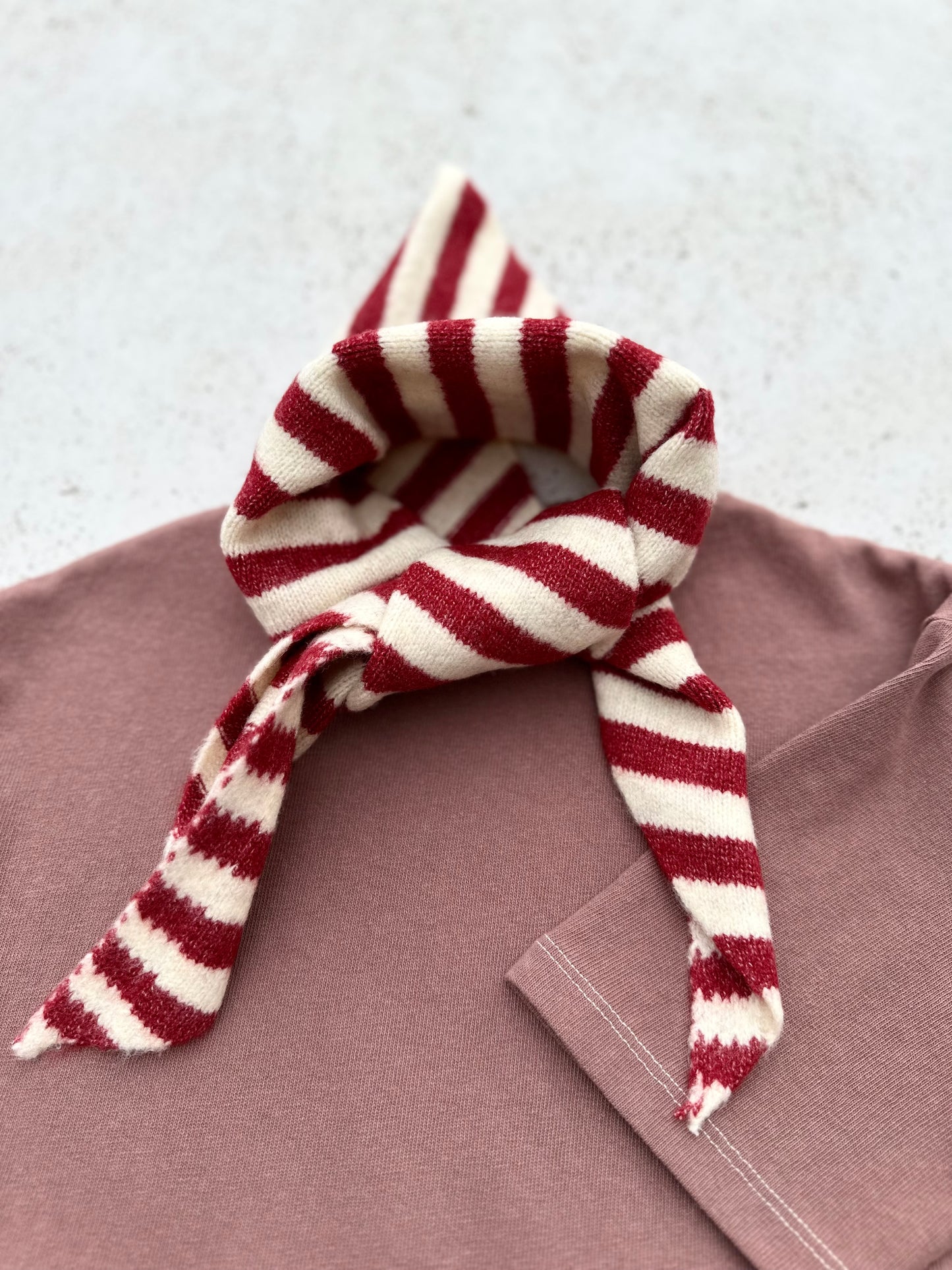Soft stripe triangle scarf - blue/brown/red