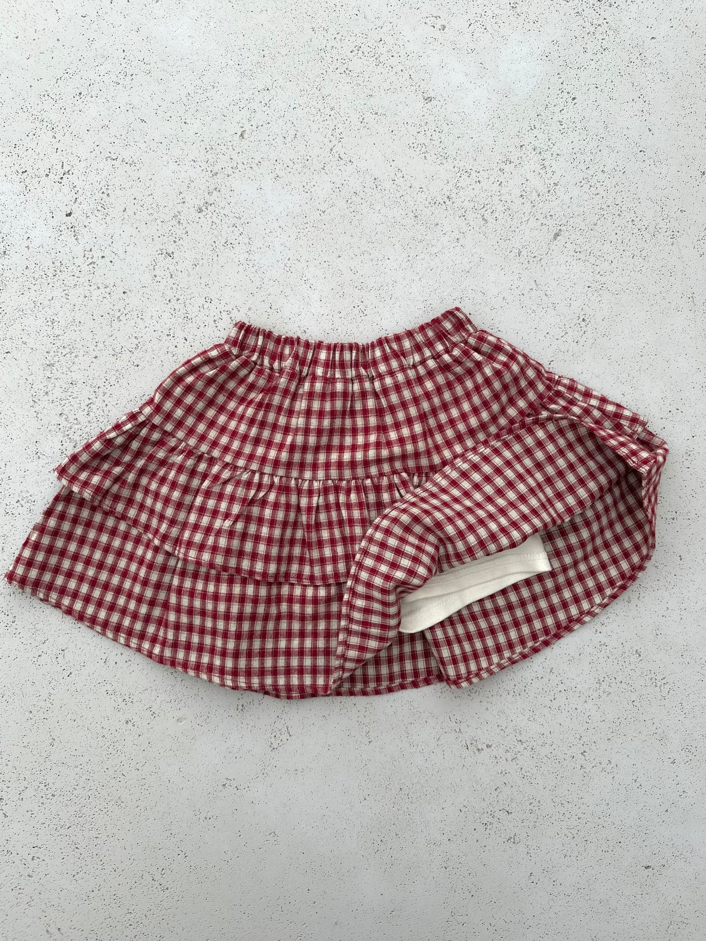 Boni check tiered skirt - red