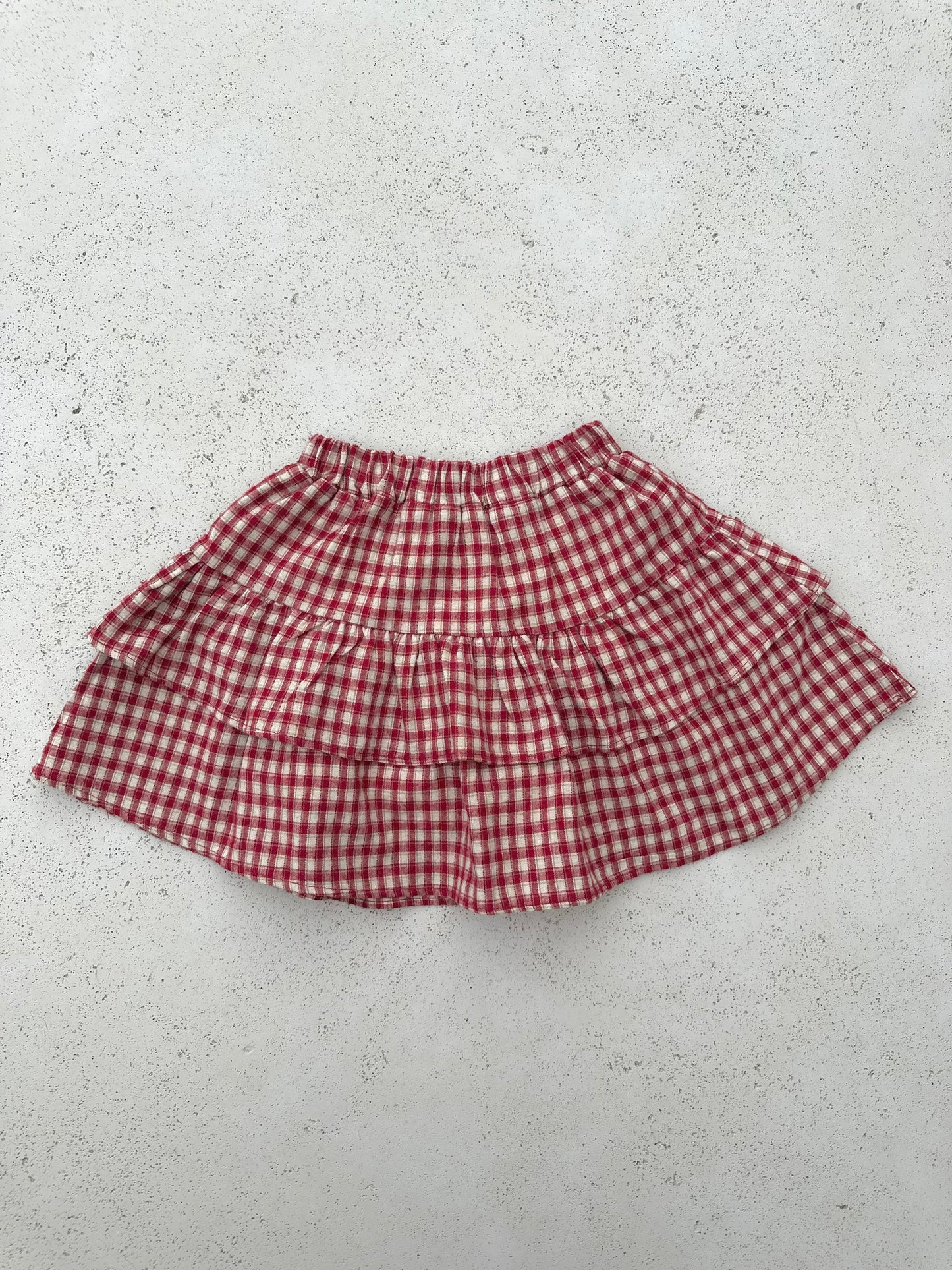 Boni check tiered skirt - red