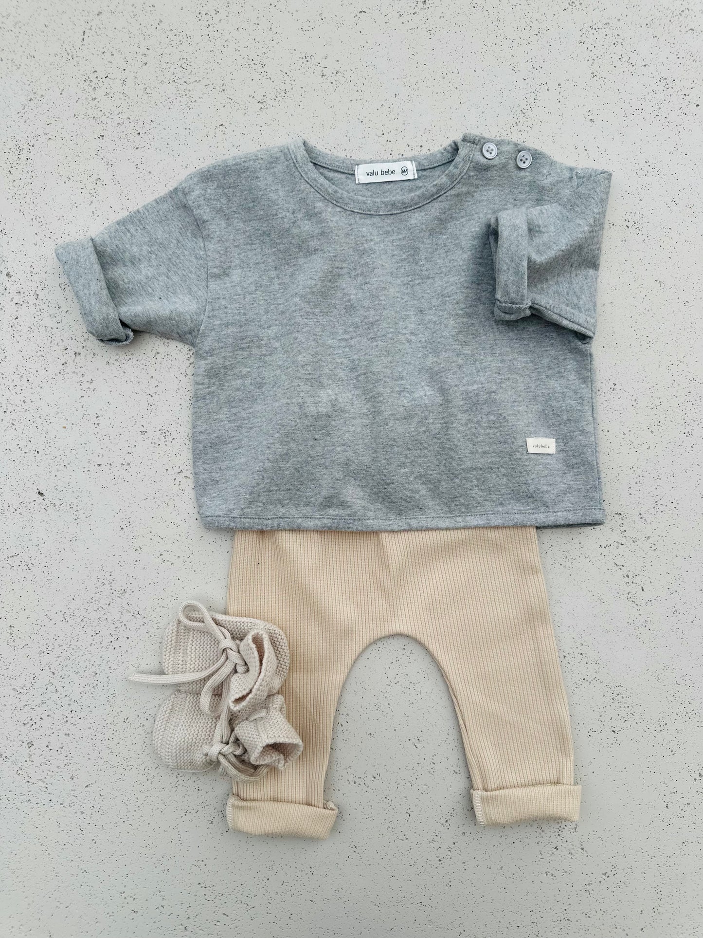 Bebe loose button tee - grey melange