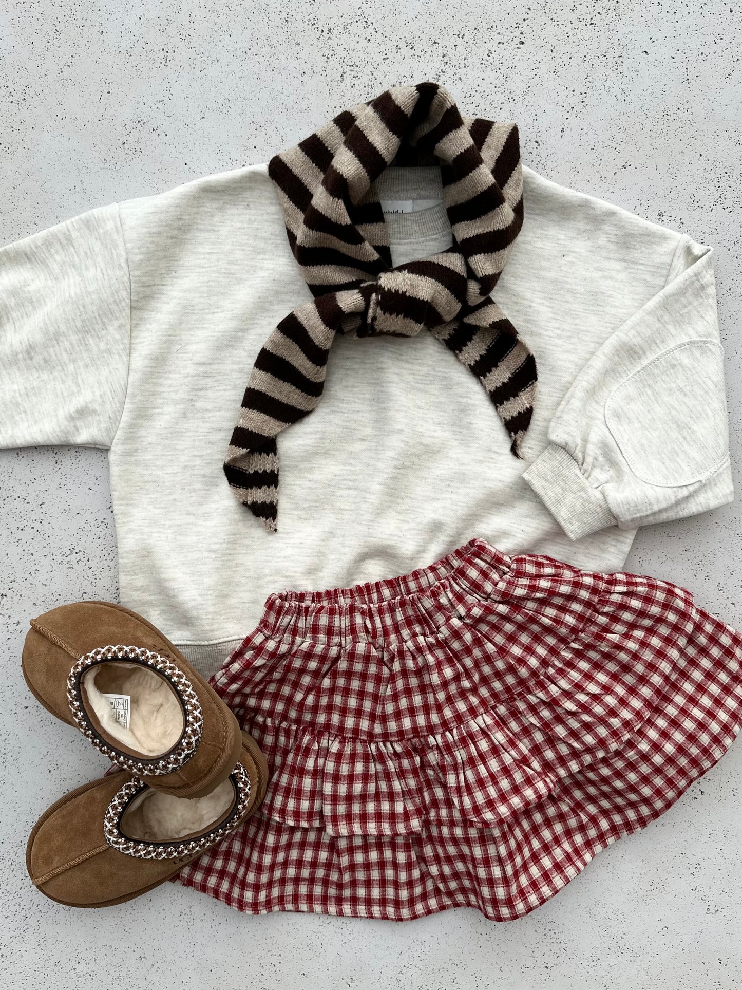 Soft stripe triangle scarf - blue/brown/red