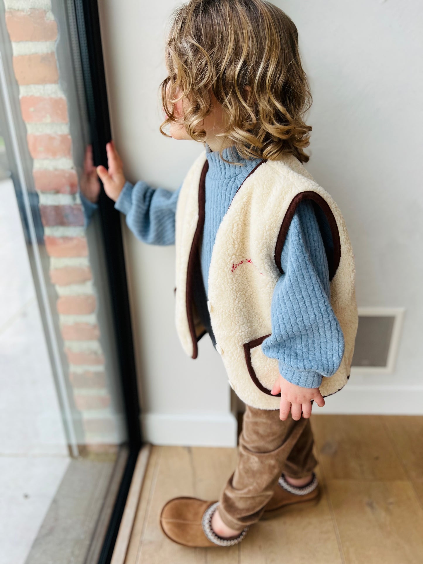 Macaron vest - cream/brown