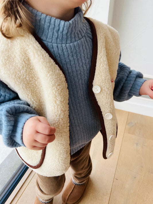 Macaron vest - cream/brown