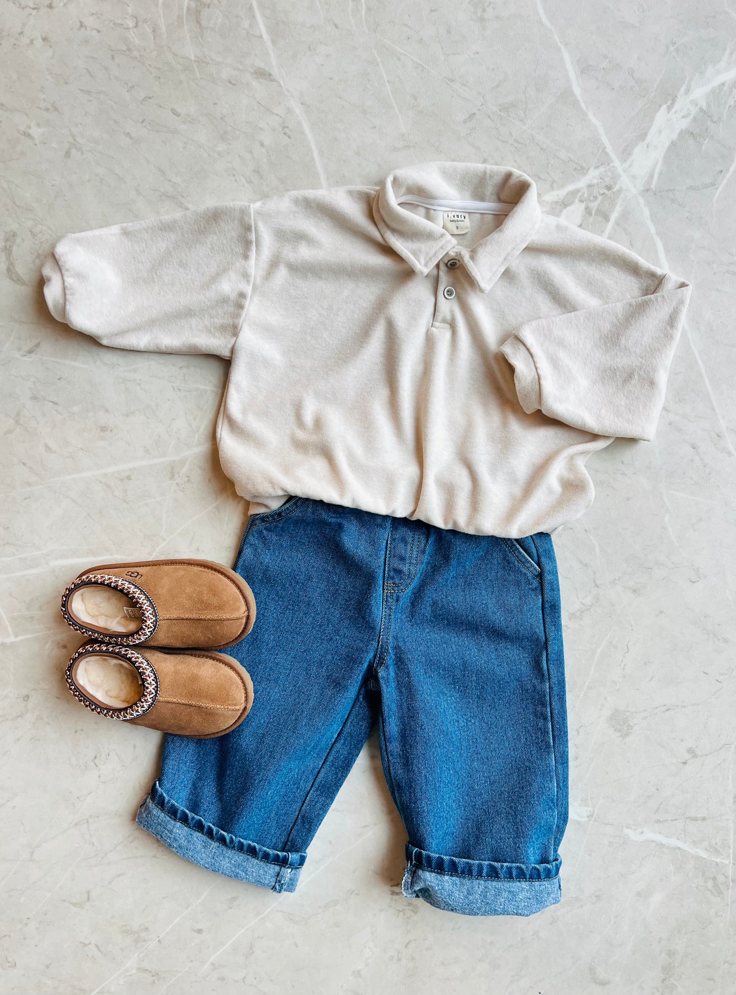 Straight wide fit denim pants - blue