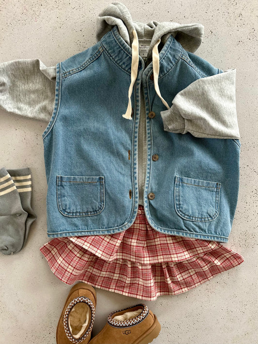Jill vest - blue washing denim