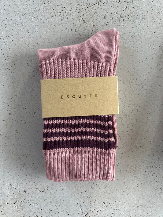 Dames 5 Strepen Sokken - Roze / Wijn