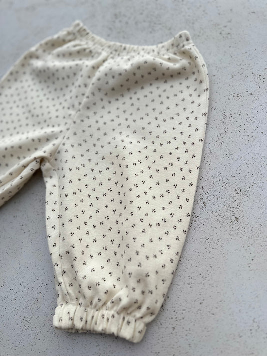 Bebe brushed floral pants - ivory with brown