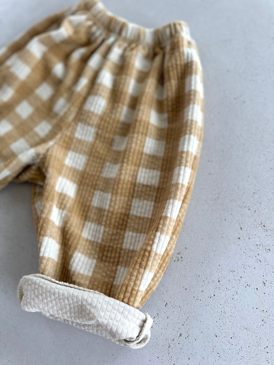 Mochi check rib pants - mustard