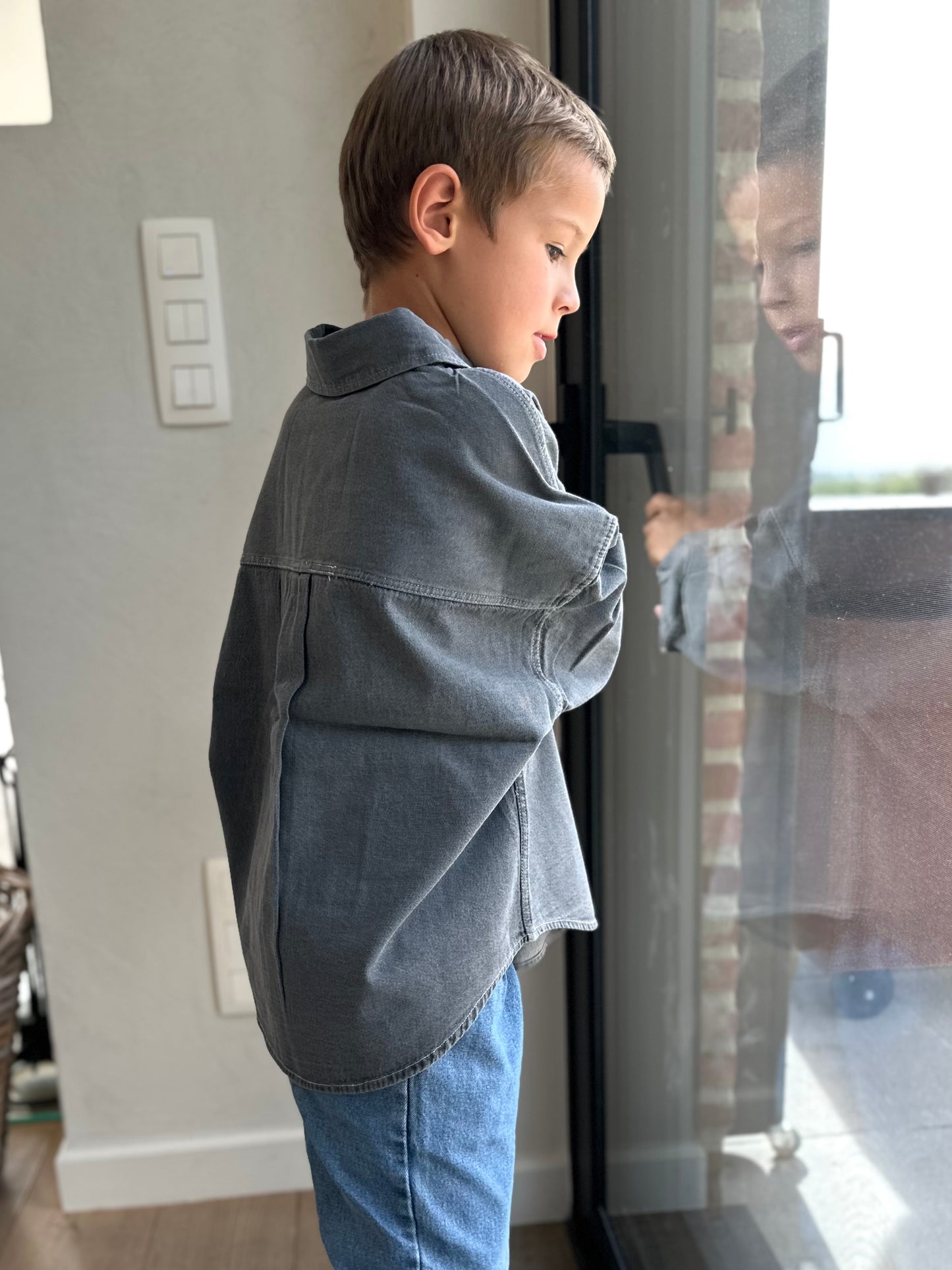 Bucket oversized denim shirt - grey