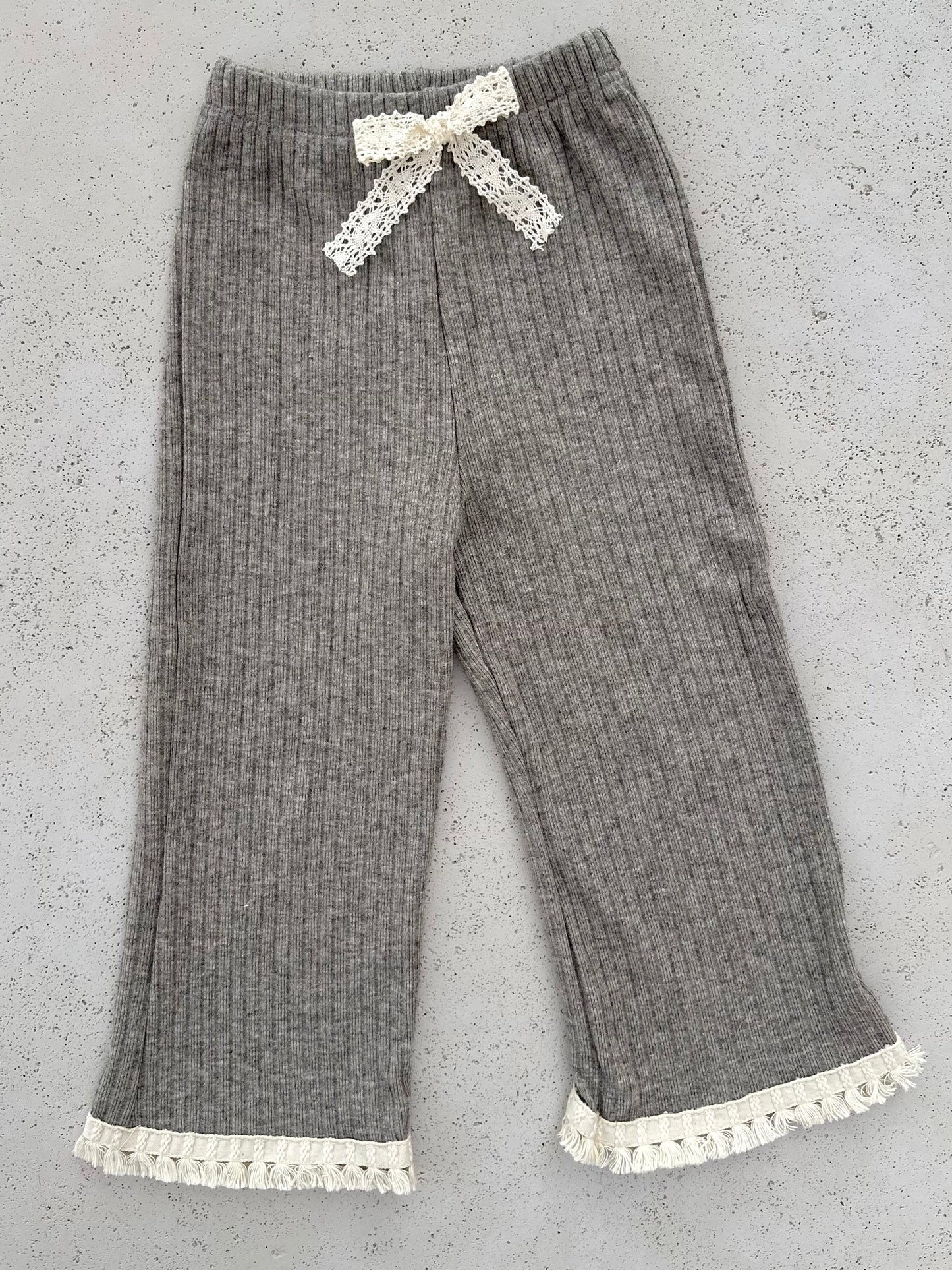 Celeste knit & lace pants - grey