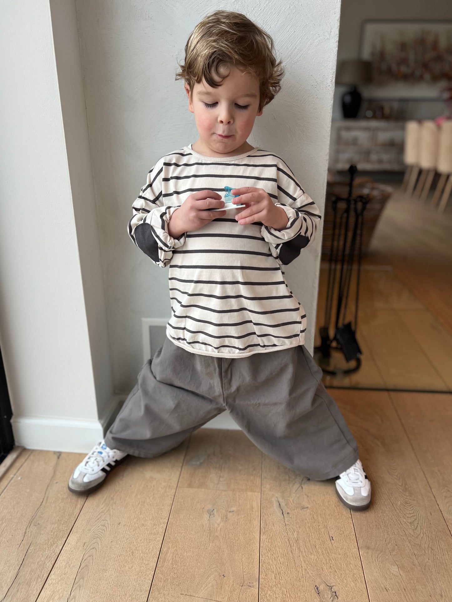 Oxford easy wide pants - charcoal
