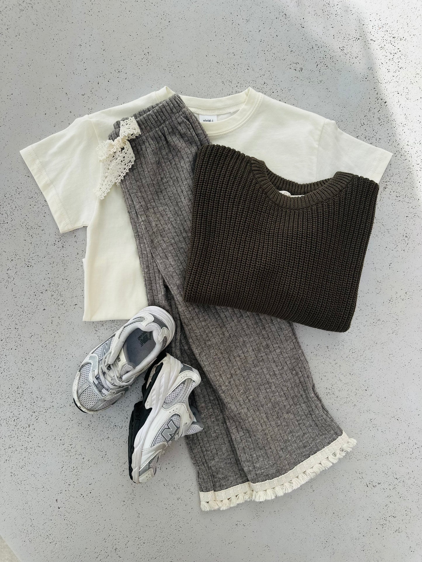 Celeste knit & lace pants - grey