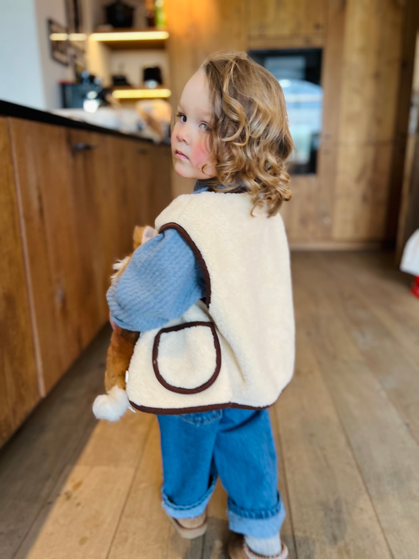 Macaron vest - cream/brown