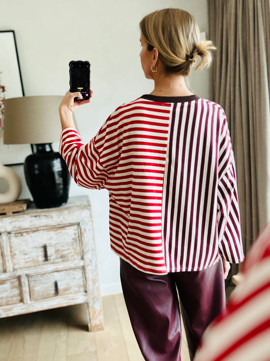 Stripes top pink coffee