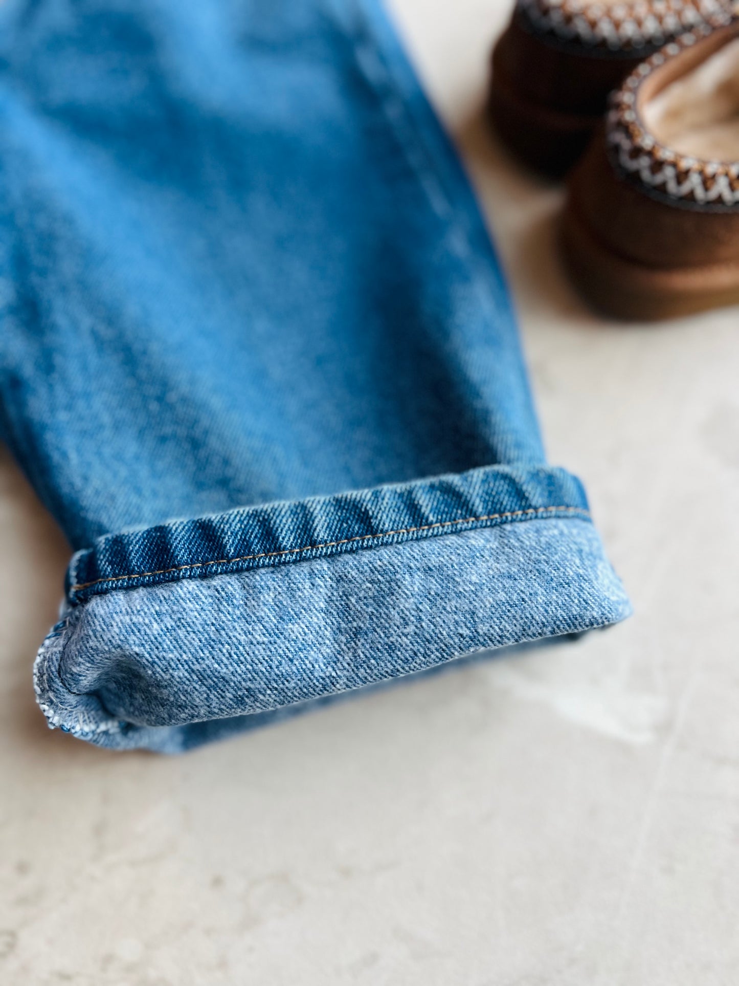 Straight wide fit denim pants - blue
