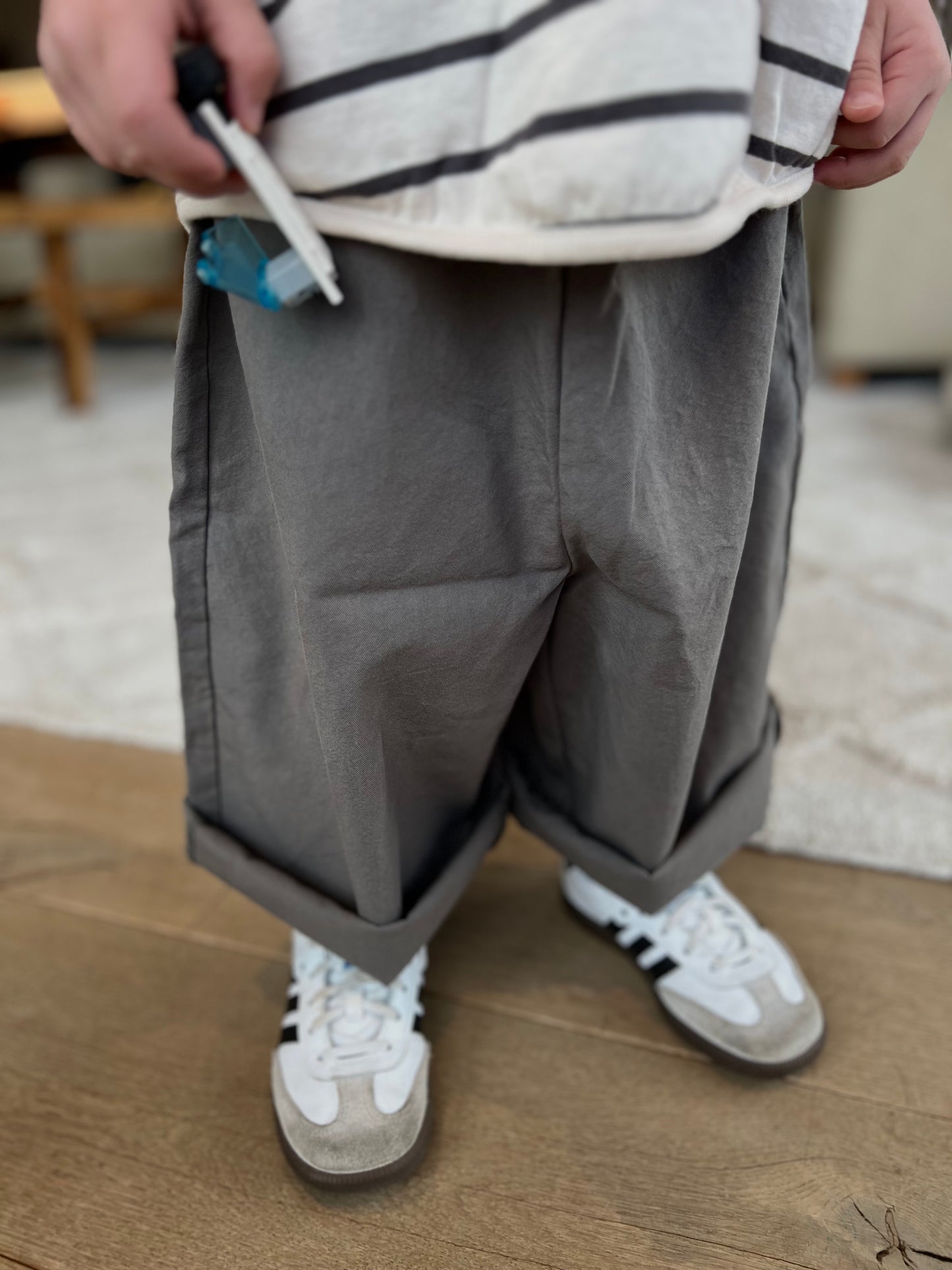 Oxford easy wide pants - charcoal