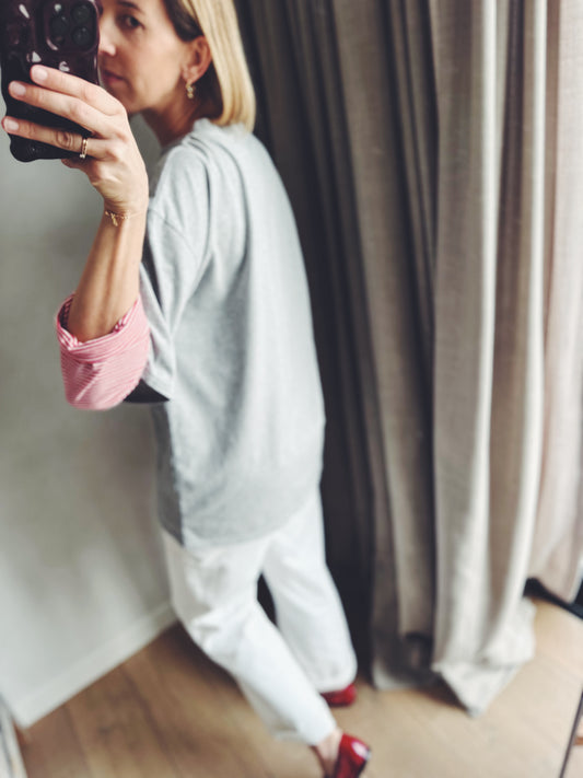 Bo mom double sleeve tee - grey-red