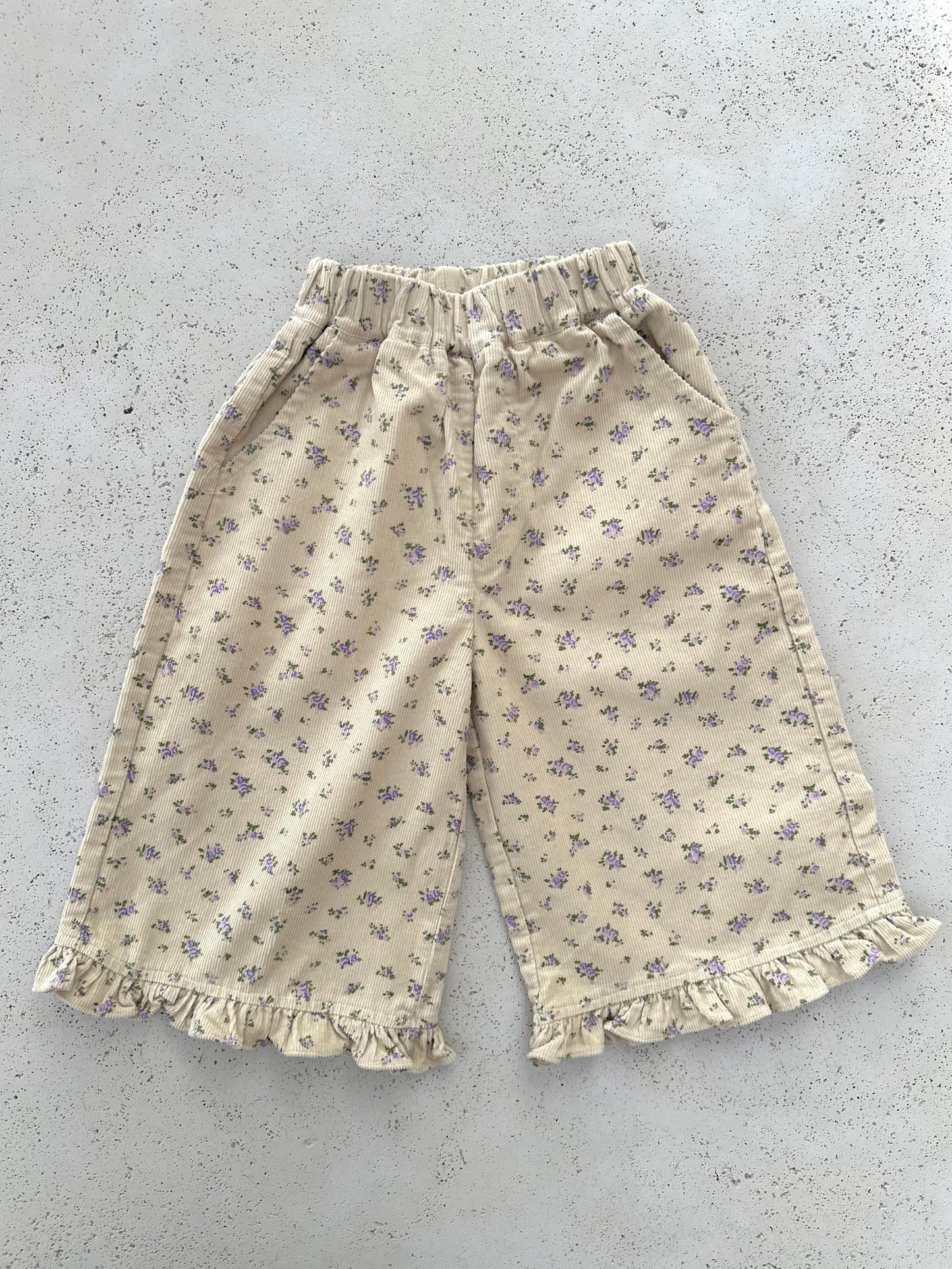 Lilly flower rib pants - ecru