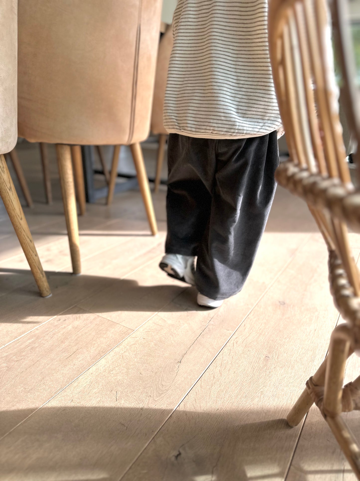 Slub rib pants - charcoal