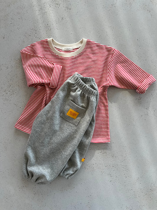 Ada stripe relaxed tee - red