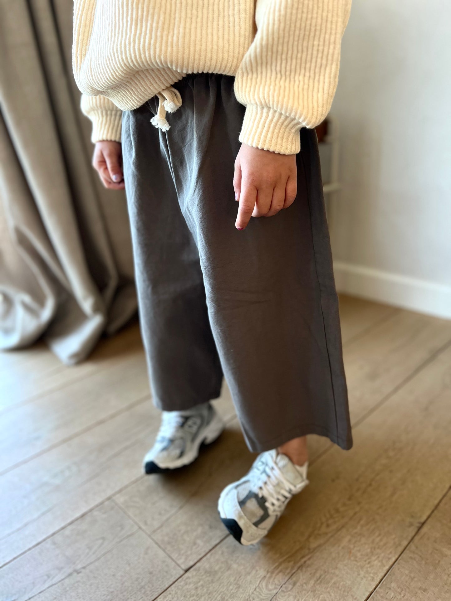 Oxford easy wide pants - charcoal