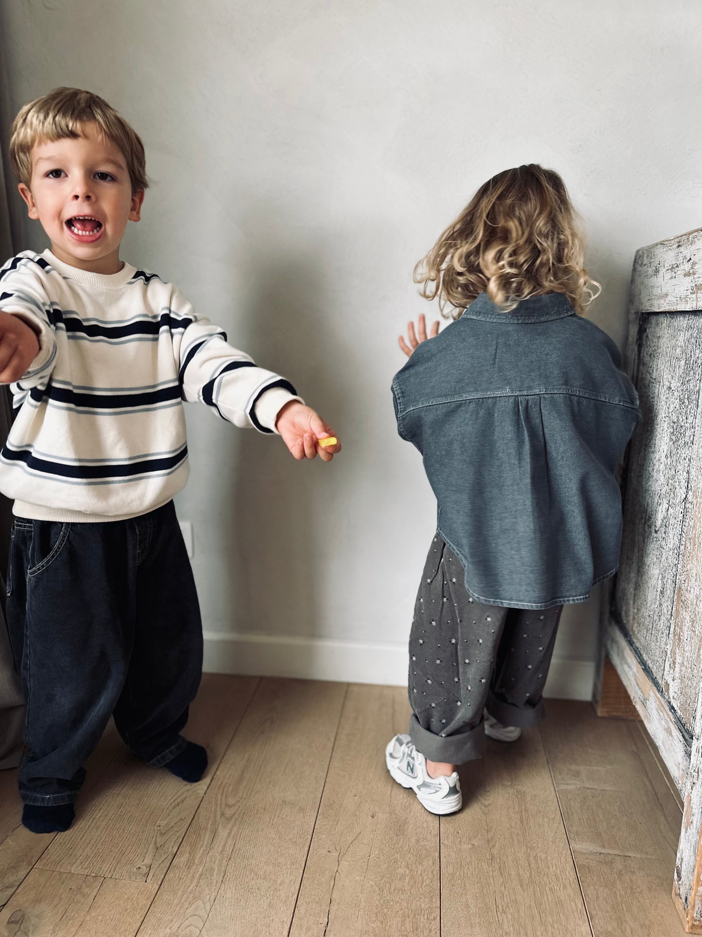 Bucket oversized denim shirt - grey