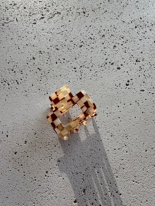 Croco hairpin small - brown check