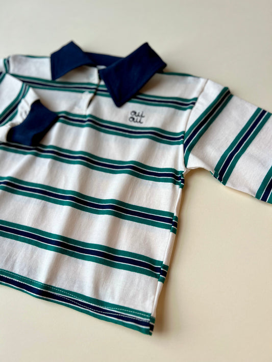 Gogu Ouioui stripe polo - blue/green