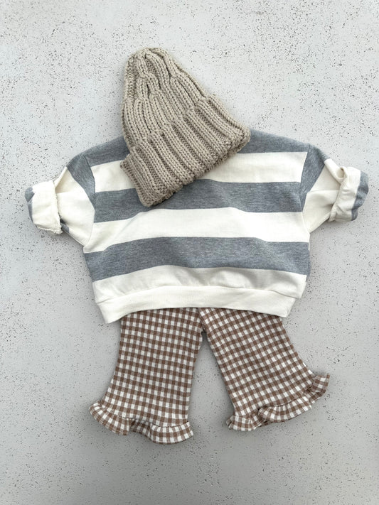 Bebe frill bootcut pants - check beige