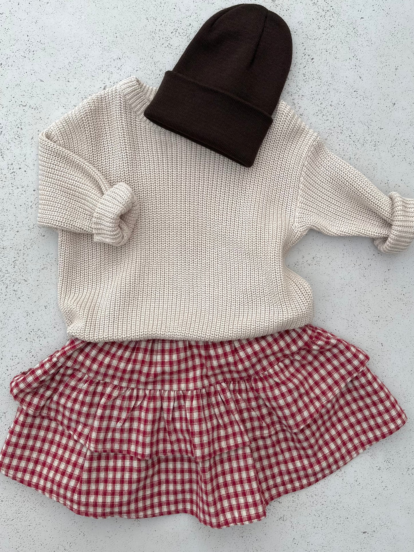 Boni check tiered skirt - red