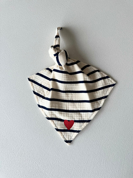 Pacifier cloth cuddle - breton stripe with heart