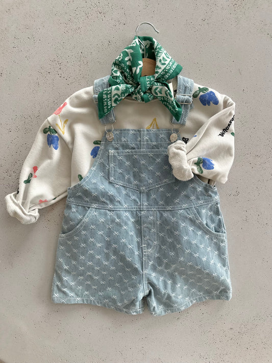 Little bows short dungaree - washing blue