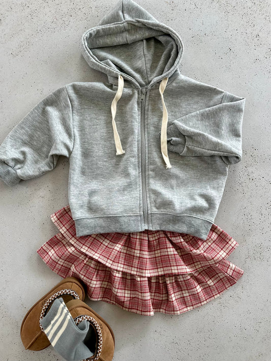 Flo flannel check skirt with shorts - red