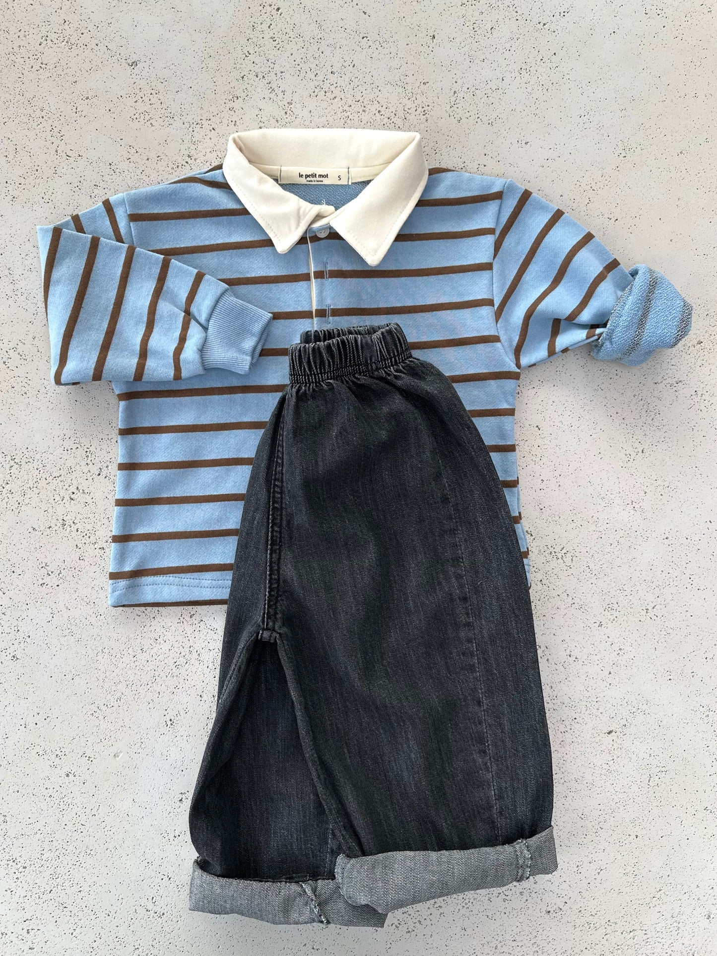 Mel stripe polo - sky/brown