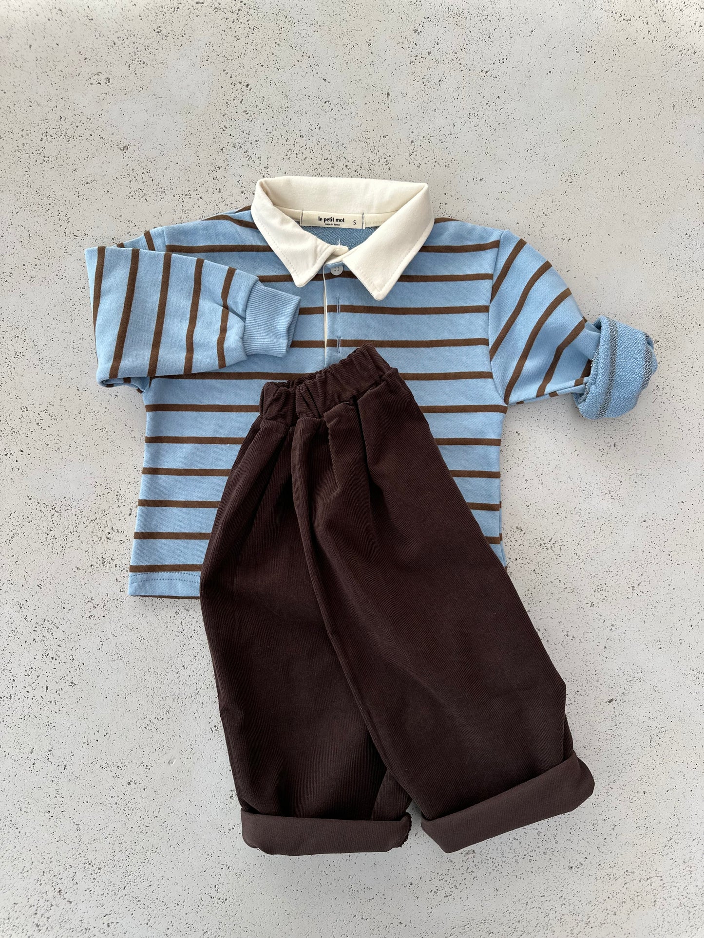 Mel stripe polo - sky/brown
