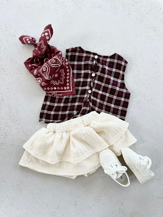 Leaf blouse - brown check