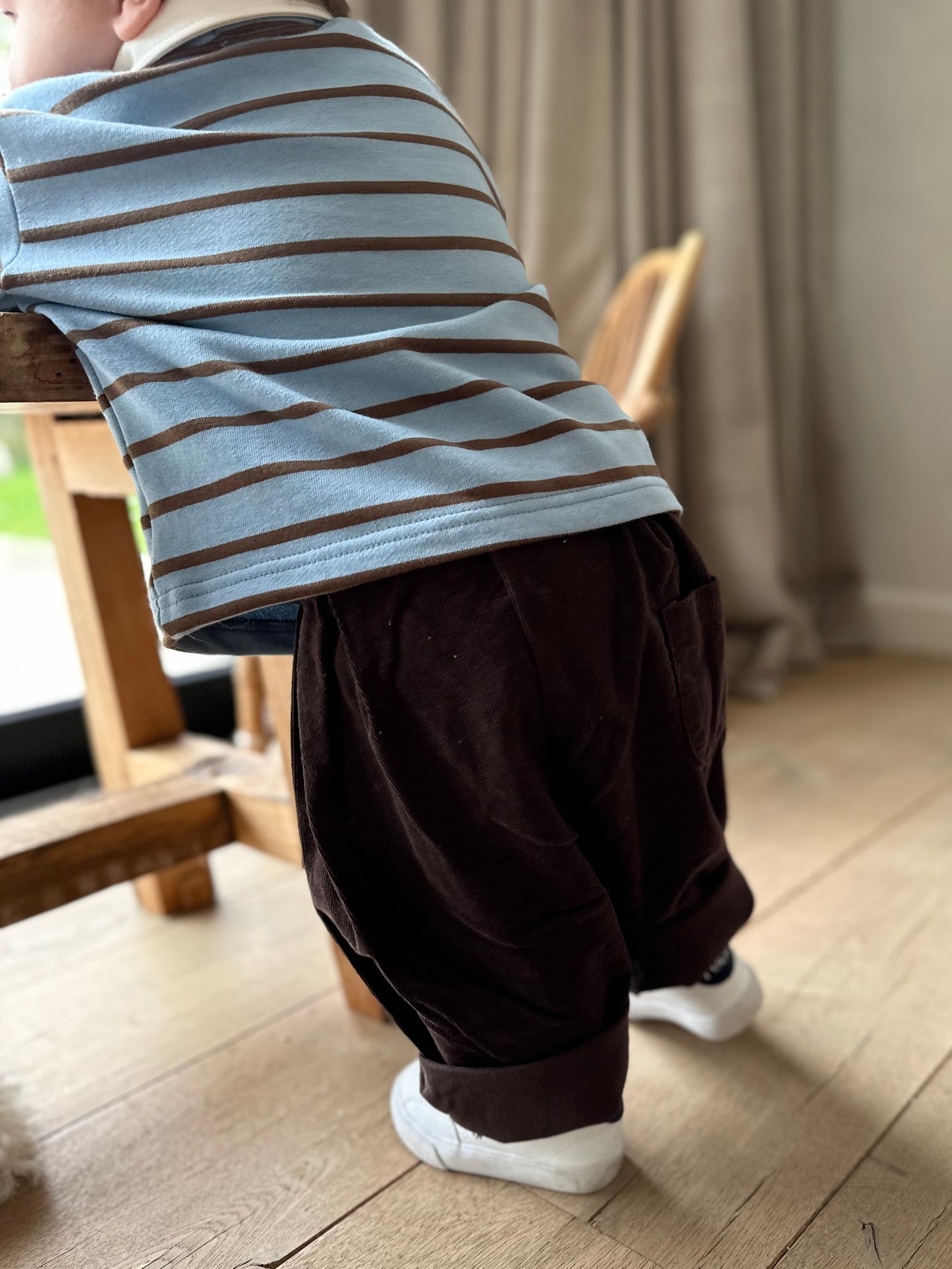 Mel stripe polo - sky/brown