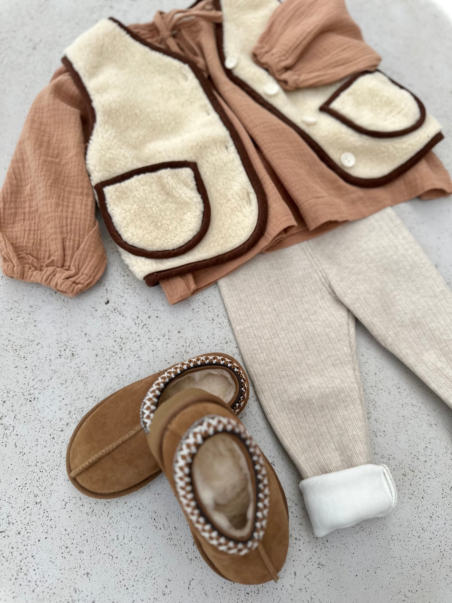 Warm knitted rib legging - beige