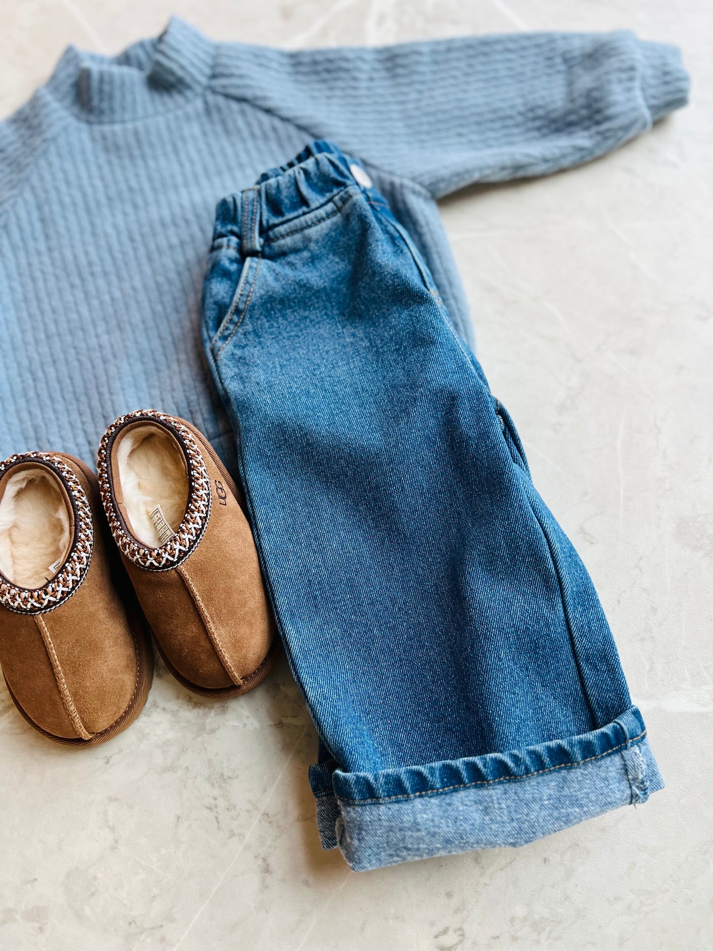 Straight wide fit denim pants - blue
