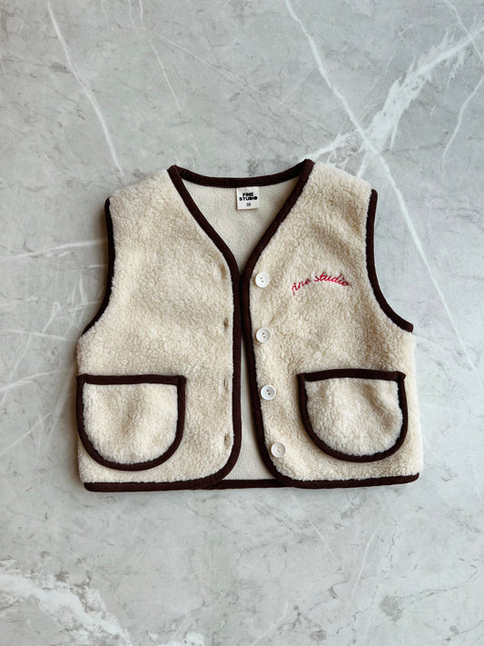 Macaron vest - cream/brown