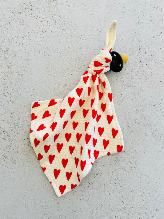 Pacifier cloth cuddle - j'adore hearts