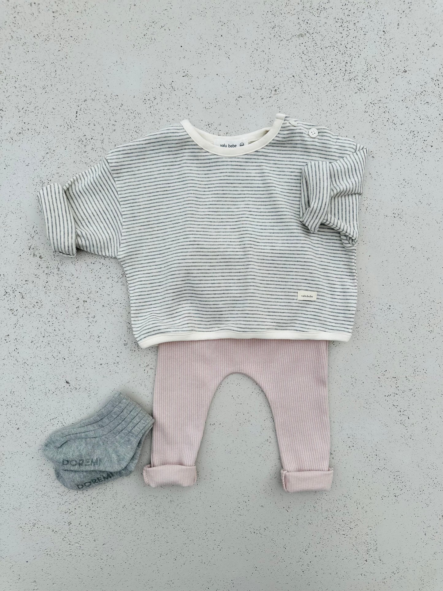 Bebe cotton rib legging - beige/cream/indie-pink