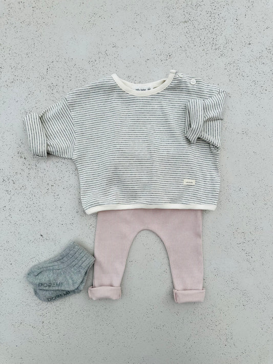 Bebe cotton rib legging - beige/cream/indie-pink
